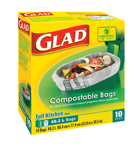 GLAD bio-degradable / Compostable bags size large  10 ct
