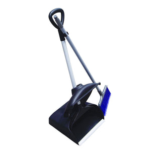 Upright plastic dust pan 4.7"x4.7"x37" with cover and broom