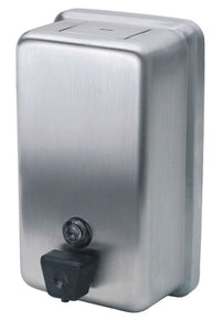 Vertical push button soap dispenser 40oz stainless steel