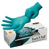 (spec.ord*10*)Touch N Tuff  NITRILE green disp. gloves, SMALL/100pk