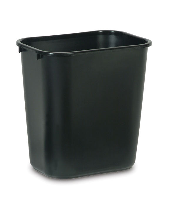 Rectangular wastebasket 7 gal black 14 3/8