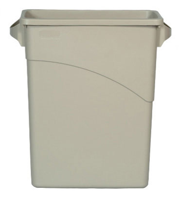 (Disc. Supp.) Slim Jim container with handles 15.785 gal beige