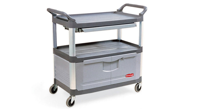 (spec.ord) Cart with lockable doors & sliding drawers cap.300lbs gray