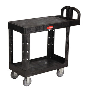 HD 2 shelf utility cart flat shelf cap. 500 lbs black