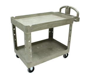 HD 2 shelf utility cart with lipped shelf cap. 500l bs beige