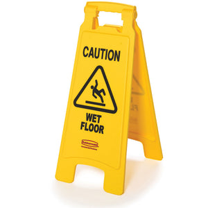 Double sided "Caution Wet Floor" sign yellow 11"x 25"