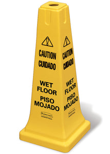 (spec.ord*6*) Safety cone multi-lingual "Caution Wet Floor" yellow