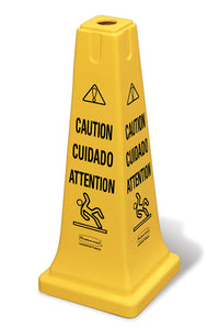 (spec.ord*6*)Safety cone multi-lingual "Caution" yellow