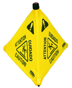 (spec.ord*12*) pop-up safety cone * caution * multilingual yelow