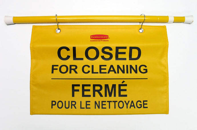 (Spec. Ord *6*)Hanging sings *closed for cleaning* mulyilingual yellow