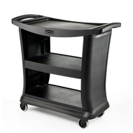 (Spec. Ord)All Plastic 3-Shelf High Capacity black service cart