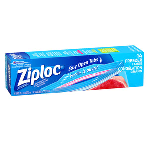 Ziploc Heavy-Duty Double-Zipper Freezer Bags, Large,