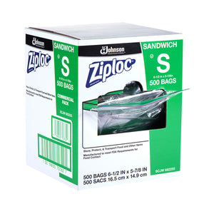 ZIPLOC commercial resealble clear bags 6.5" X 6" 1.2 MIL