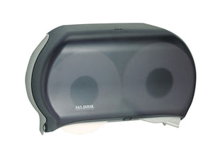 Twin roll toilet tissue dispenser black plastic 12" x 19" x 5.25"