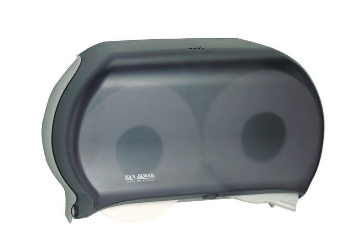 Twin roll toilet tissue dispenser black plastic 12