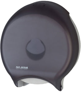 Single roll toilet tissue dispenser black plastic 14 9/10"x12 9/10"x5