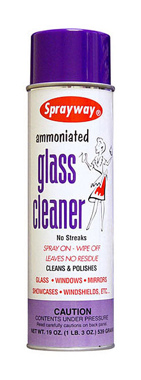 Ammoniated aerosol glass cleaner-spray & wipe clean 19 oz