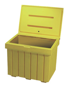 Yellow plastic salt and sand bin 9' cube 32"x24"28"